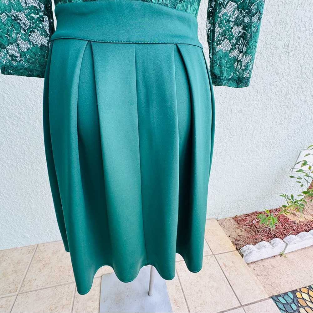 MIUSOL XL green midi fit & flare Evening Dress Floral lace whimsical fairy prom - Picture 10 of 13